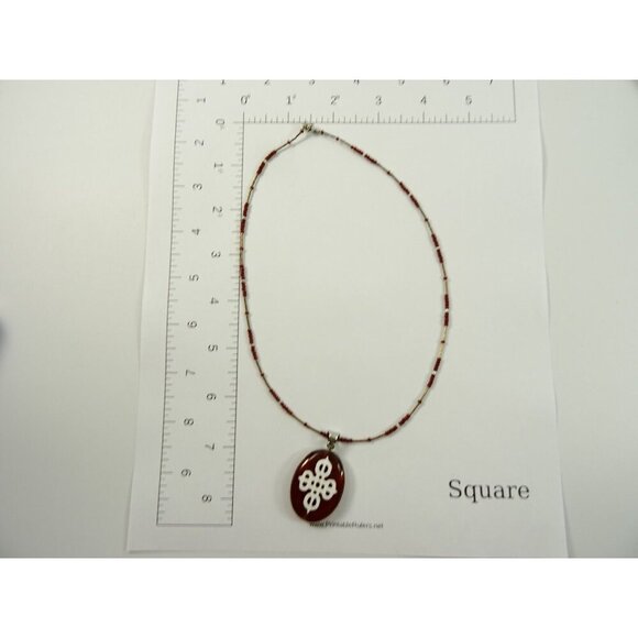 Tibetan Cross Stone Necklace Statement Choker Magnetic Clasp 16in - Picture 10 of 10